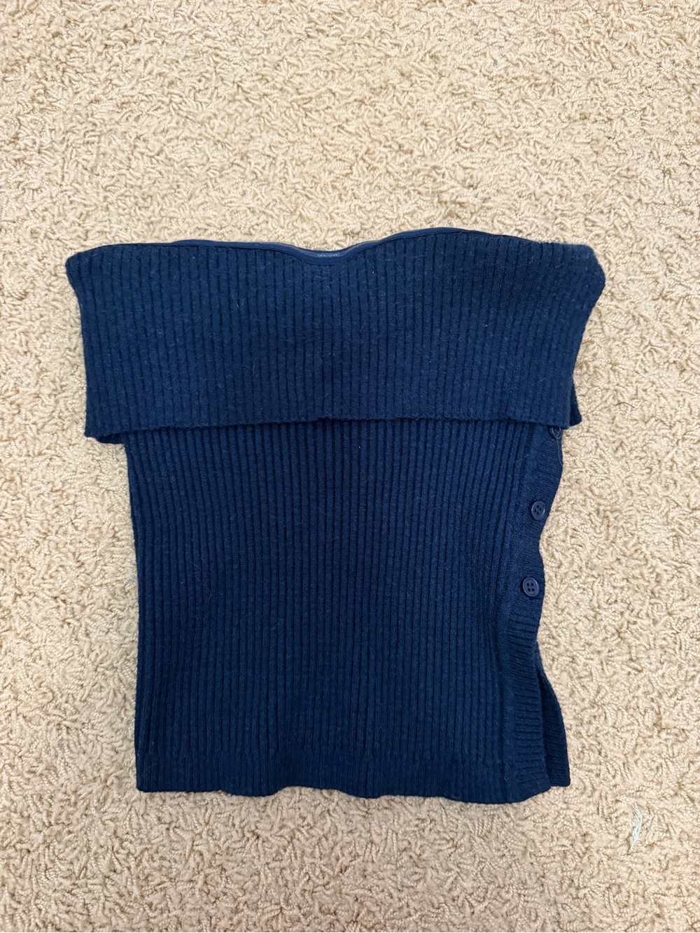 Tube top Ribbed Knit Sweater Top - Navy